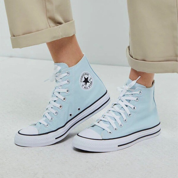 light blue converse with flowers
